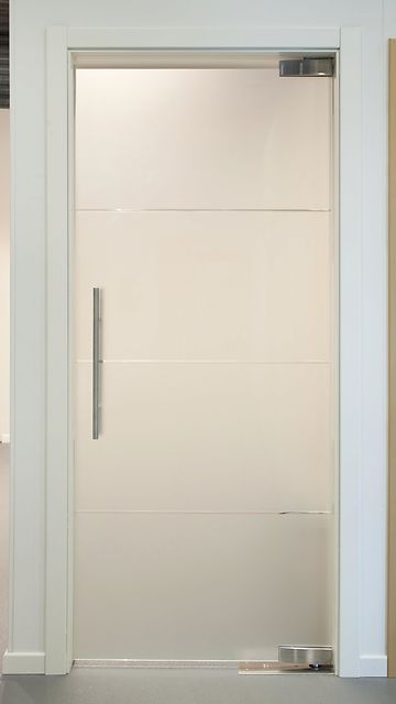 Glasdeur met vloerveer Arcos, Gerild glas acide